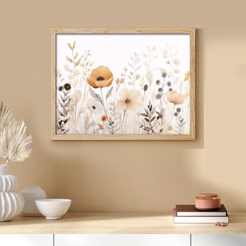 "Coquelicots délicats et fleurs sauvages" sur papier, H 11 po x l 14 po, Naturel