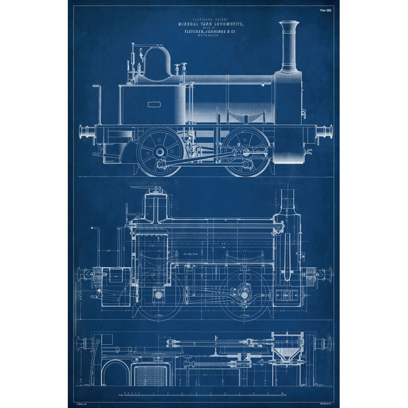 Plan de locomotive II, H 30 po x l 20 po x P 1,25 po