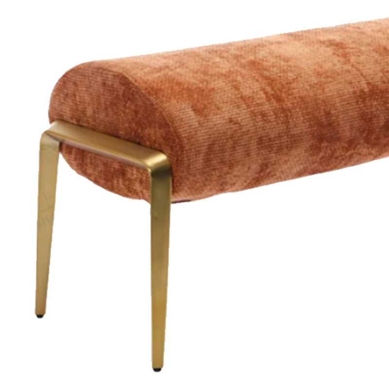 Banc en métal à rembourrage doux, Orange, H 18,11 po x l 66,93 po x P 16,54 po