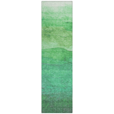 Elien Green Washable Indoor-Outdoor Rug - LOOMLAN