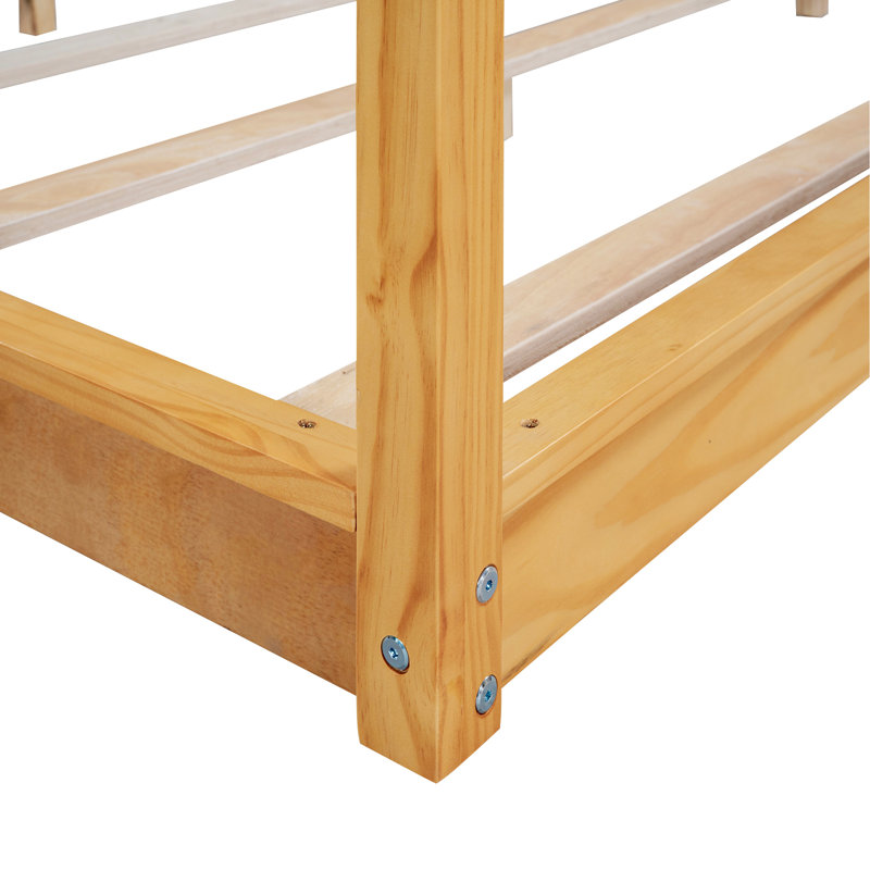 Lit plateforme à baldaquin avec pieds de support, Naturel, Grand