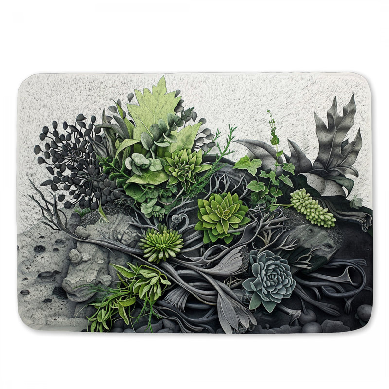 Tapis de bain Succulents Floral, L 21 po x L 34 po