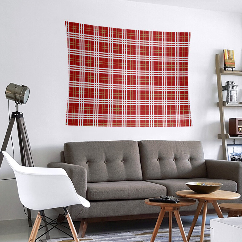 Tapisserie de luxe San Francisco en microfibre, H 51 po x l 60 po, Rouge / or / blanc