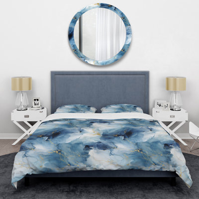 Blue Ethereal Elegance Marble Pattern Marble Duvet Cover