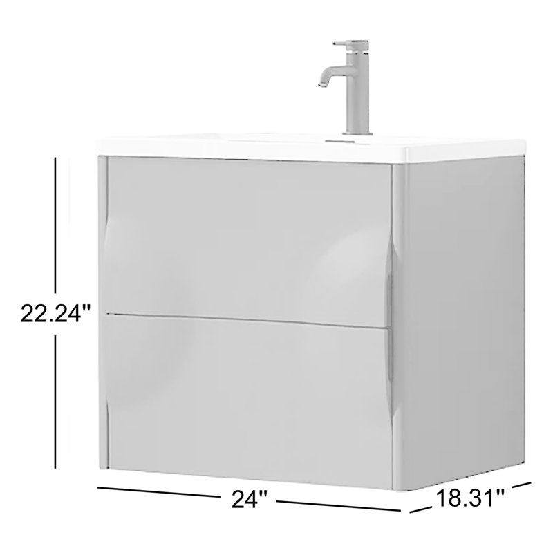 Colmar 24" W Single Wall Mounted Vanity, Dark Gray