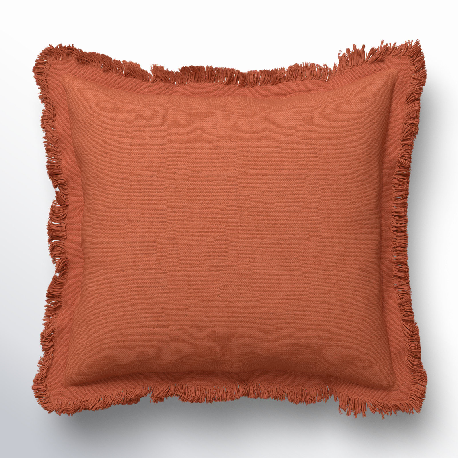 Porter Square Cotton Pillow Cover and Insert, Rust