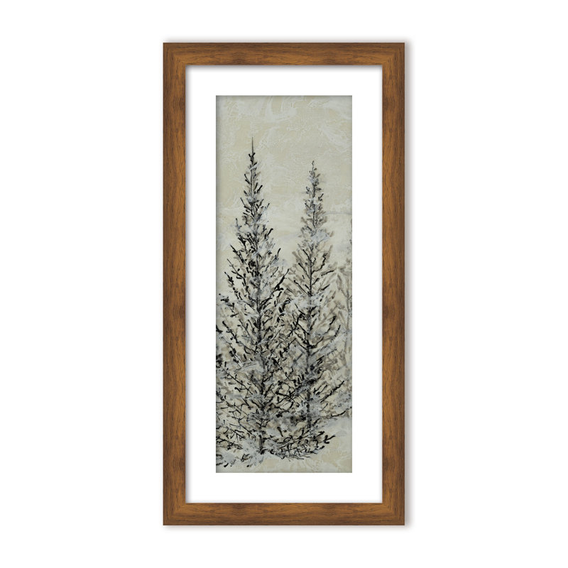 Nature Inspired "Silent Pines" Canvas Wall Art By , 16" H x 8" W x 1.125" D, Framed Matted Print, Brown