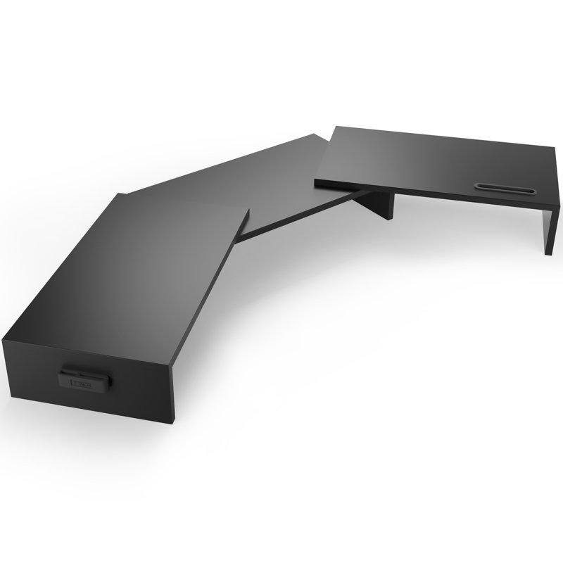 Adjustable Dual Monitor Stand Riser, Wooden Desktop Organizer with Flexible Length and Angle, Smartphone Holder, Cable Management and Extra Storage for Laptop, Printer and Monitor