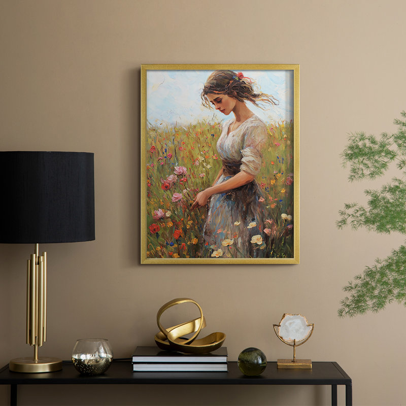 Reproduction encadrée WOMEN Series CCXCIX - bois massif, H 11 po x l 9 po, Or
