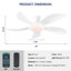 Ventilateurs de plafond modernes à profil bas de 48 pouces à 5 pales avec lumières et télécommande / app-1341952658