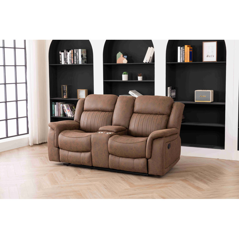Causeuse inclinable manuelle en similicuir de 76 po de largeur
