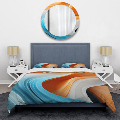 Ensemble de housse de couette fractale bleue et orange Fractal In Motion II - Abstract Fractal