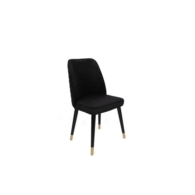 Ensemble de chaises élégantes en velours (2 pièces), noir et doré | Cadre 100% bois, pieds en bois de charme | Dimensions: 19,7 po x 35,4 po x 19,3 po | Capacité de poids maximale: 352 lb | Design moderne et glamour pour la salle à manger et le salon