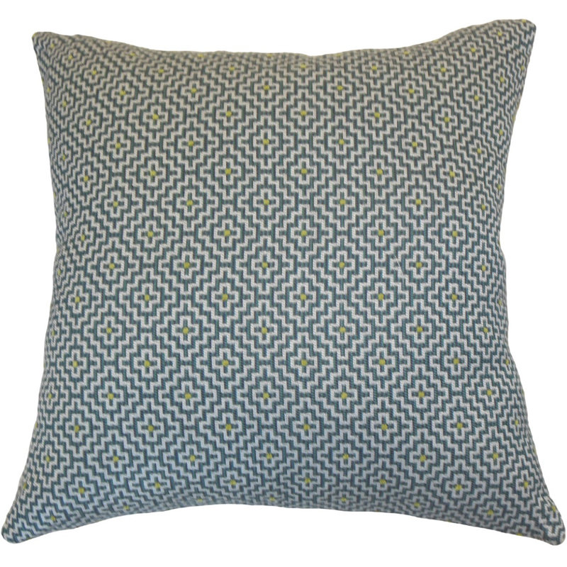 Coussin décoratif à motif géométrique BEAUNE, Hauteur (24 po) x largeur (24 po), Lagon