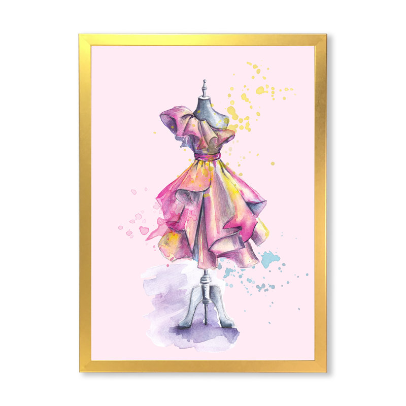 «Beautiful Dress with Folds on Fashion Mannequin», peinture sur toile à cadre flottant, H 32 po x l 24 po x P 1 po