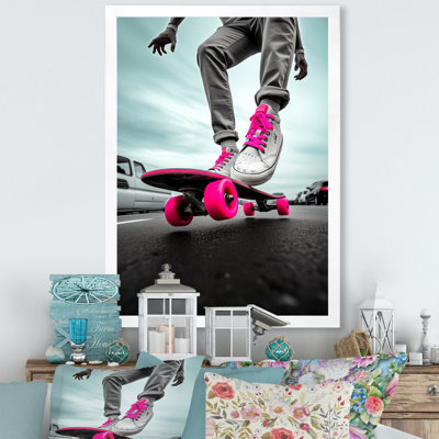 «Pink Skateboard Dreams», reproduction d'art sur toile