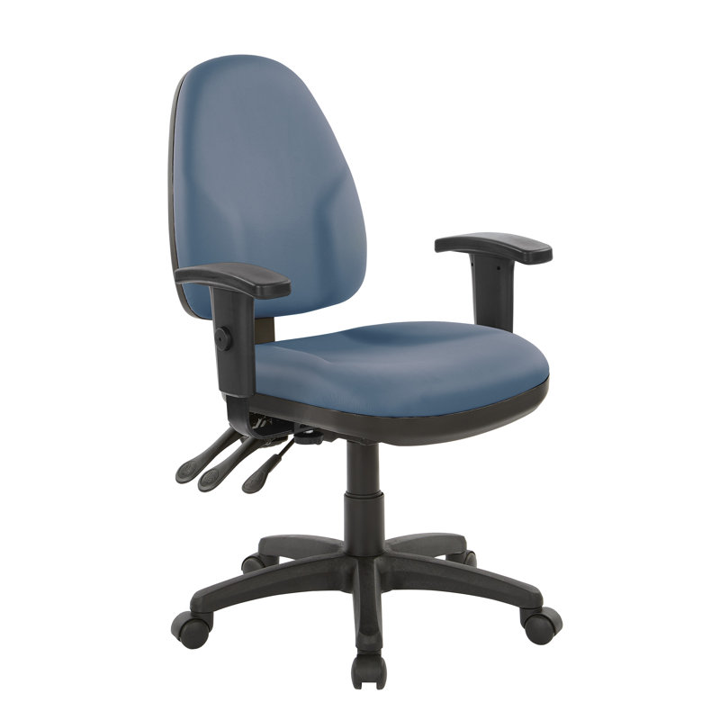 Chaise de travail, Inclus, Vinyle antimicrobien bleu Dillon