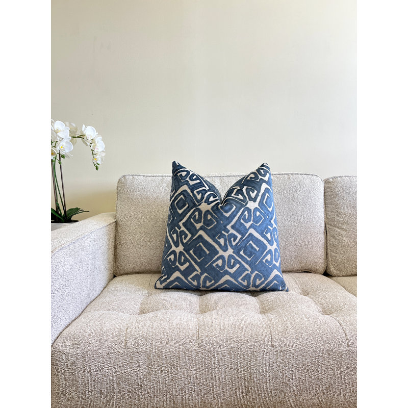 Velvet Tribal Throw Pillow Cover, 20" x 20", Mariner Blue