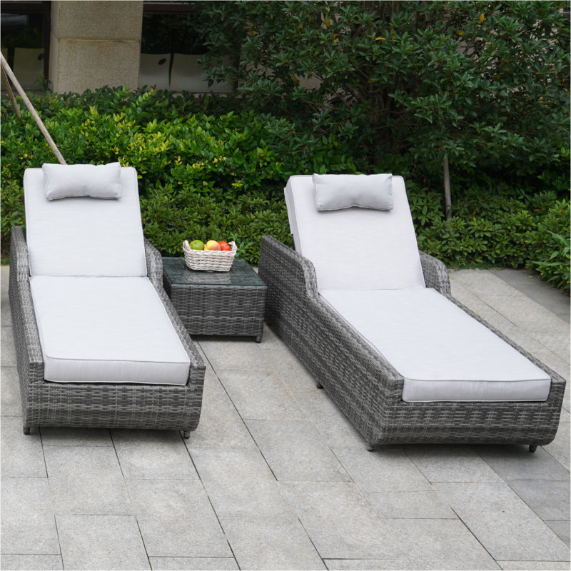 Chaise longue inclinable avec coussin Elia, Gris