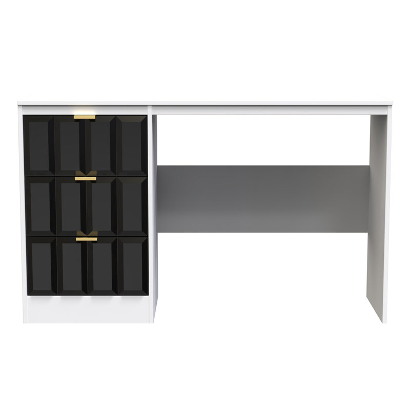Besian 3 Drawer Desk  (Ready Assembled), Deep Black/White