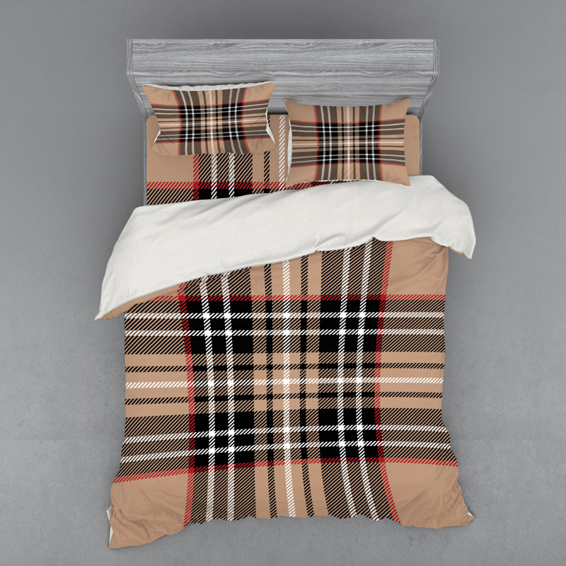 Farmhouse / Country Polyester Plaid Duvet Cover, Queen Duvet Cover + 3 Additional Pieces