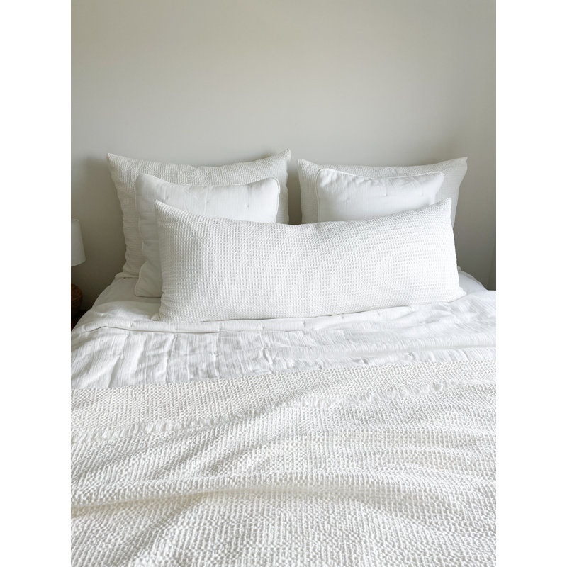 Couverture en mélange de coton, Blanc, 68 po x 68 po