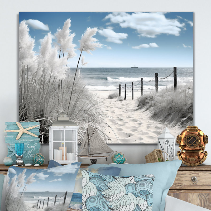 Plage, paysage marin, rêves, chemin II - Nautique et plage, décoration murale en métal, H 24 po x l 32 po