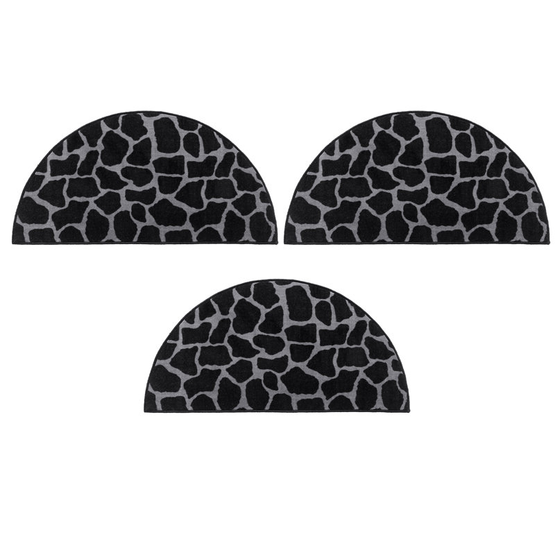 Tapis noir / gris Badarjahan, Demi-cercle 1 pi 5 po x 3 pi