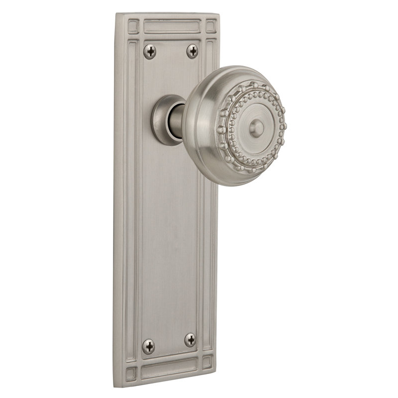 Mission Plate with Meadows Door Knob, Satin Nickel, 2 3/8"