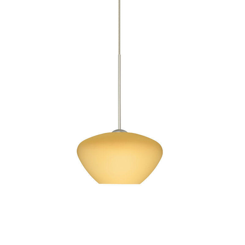 Luminaire suspendu géométrique à 1 lumière Srinivas, Ambre mat, Nickel satiné, Halogène