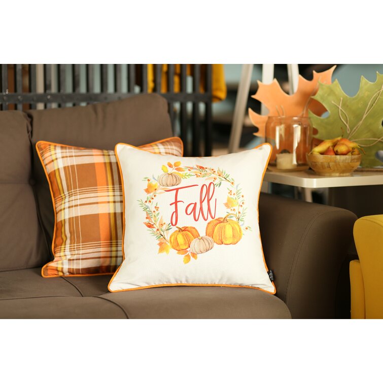 The Holiday Aisle Hello Fall Chevron Outdoor Pillow Cover