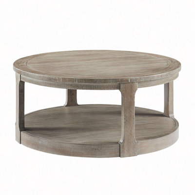 40" Large Curved 2 Tier Traditional Round Circle Wooden Center Coffee Table,Rounded Table With Wheels, Table For Living Room,Office,Apartment