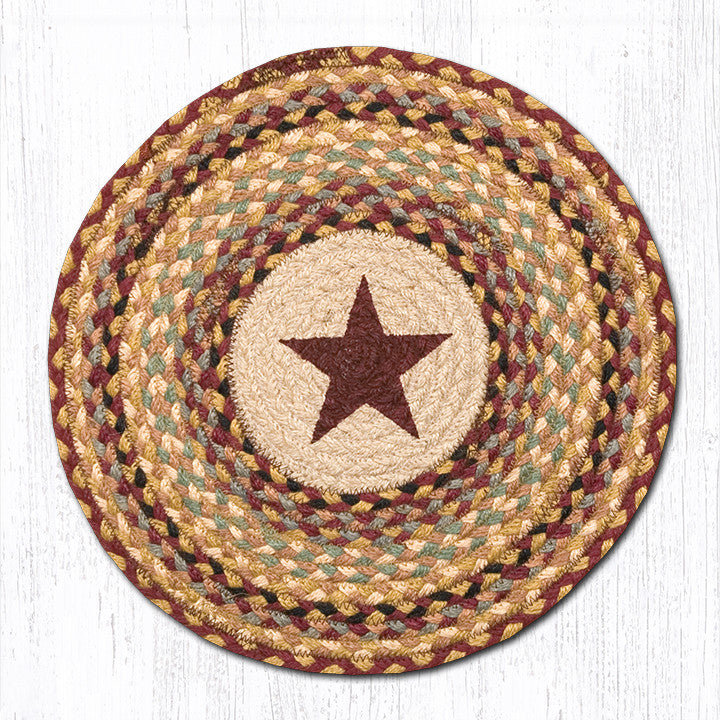  Burgundy Star Round Chair Pad 15.5" H