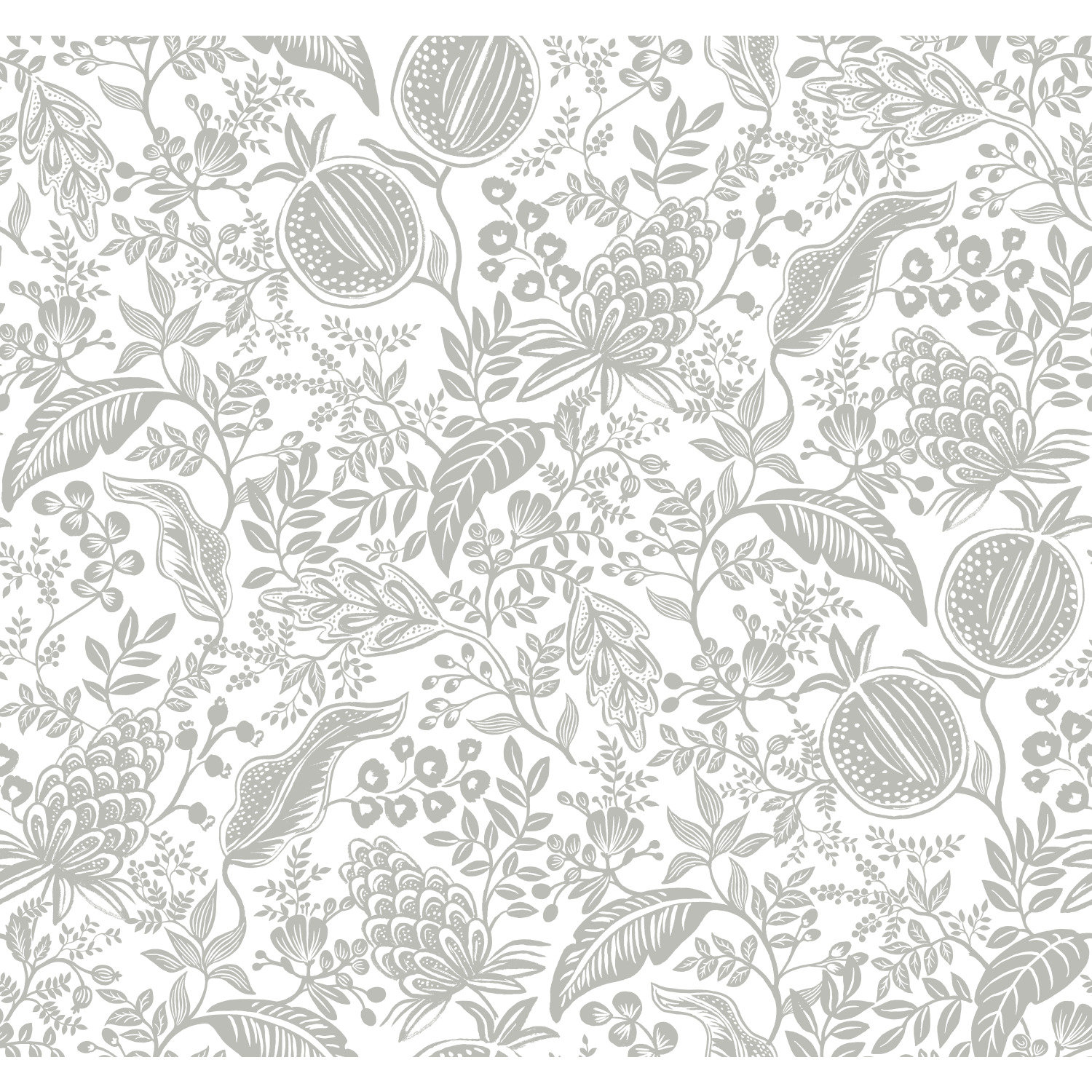 Pomegranate Wallpaper Double Roll, White/Metallic Silver