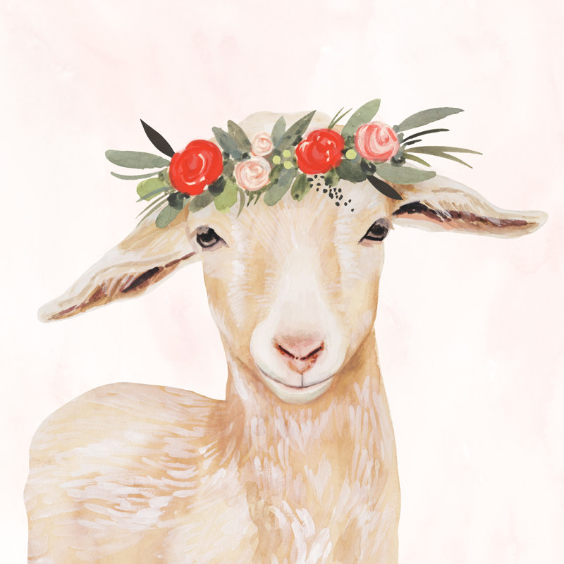 "Garden Goat I" par Victoria Borges, reproduction d'art sur toile, H 36 po x l 36 po, Toile tendue