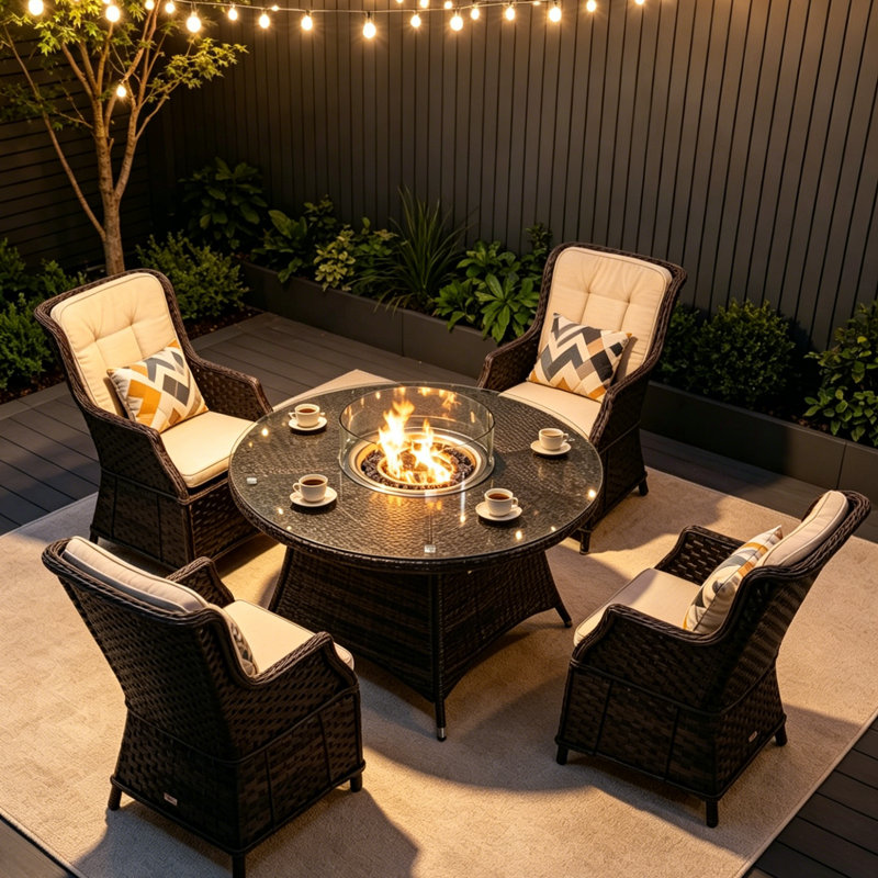 Ensemble repas pour 4 personnes avec table ronde