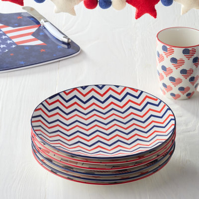 Ensemble de 6 assiettes à salade en porcelaine à imprimé patriotique Patriotic