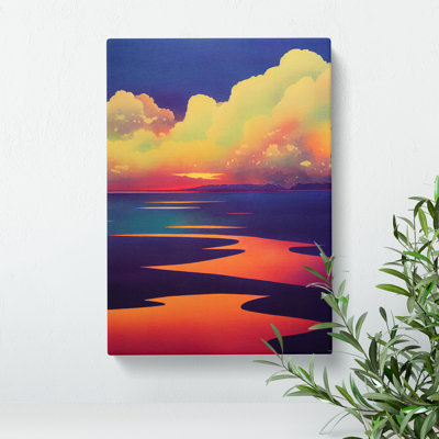 Watercolour Ocean Sunset - Wrapped Canvas
