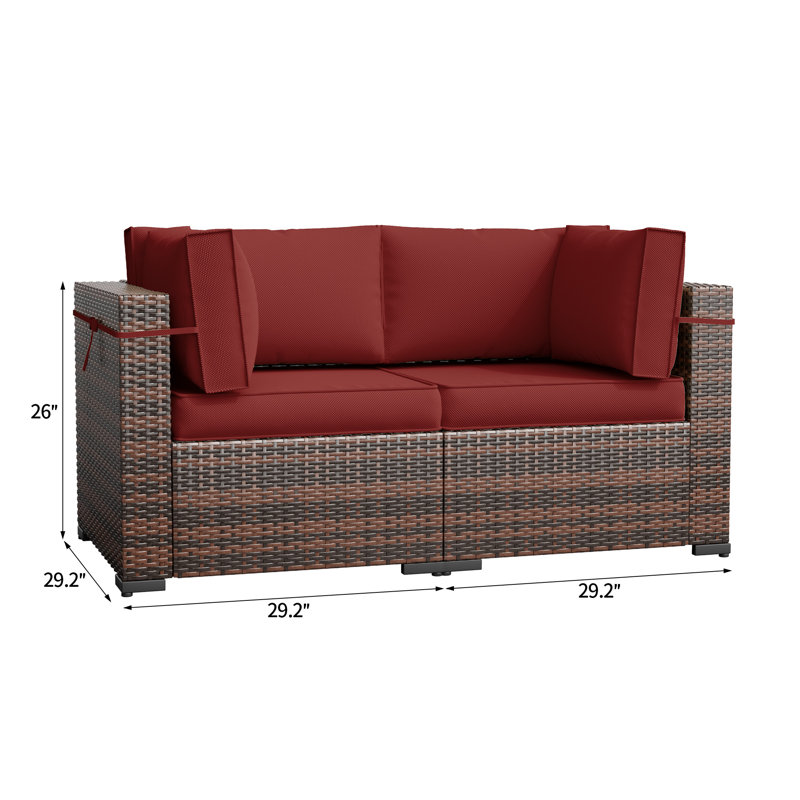 2 - Person Outdoor Seating Group With Cushions, Burgundy