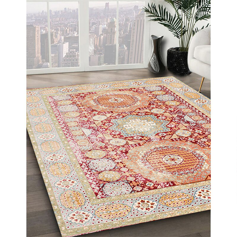 Tapis en laine rouge / brun, Rectangle 7 pi x 9 pi