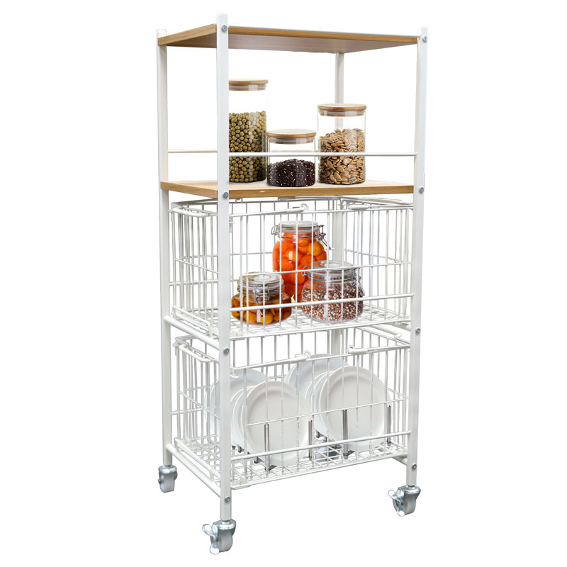 Color 16.5 " W Kitchen Cart, Natural/White