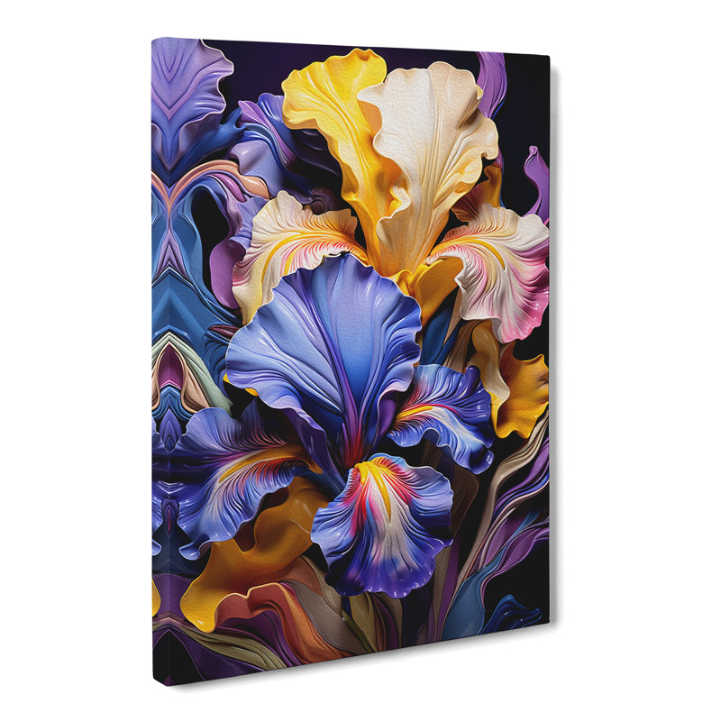 Iris Flower Orphism No.3 - Print on Canvas, 76cm H x 50cm W x 3cm D