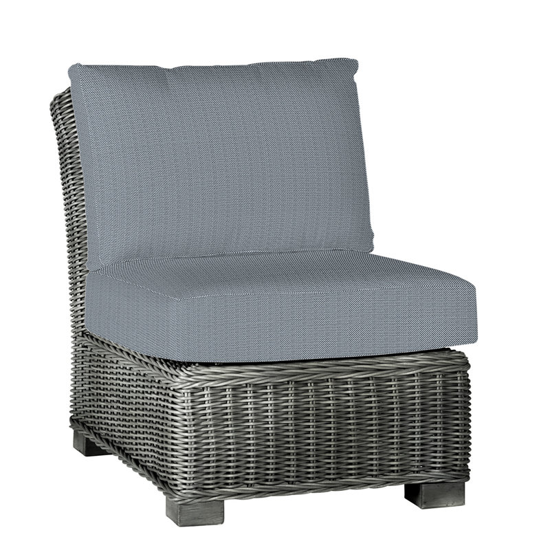 Rustic Woven Sectional Slipper Chair, Slate Gray, Rollo Chambray InsideOut® Linen, Welt