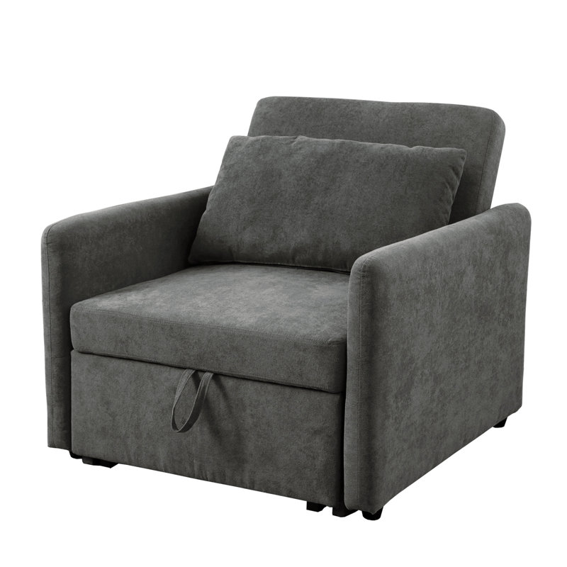 Fauteuil convertible 36 po, Velours gris