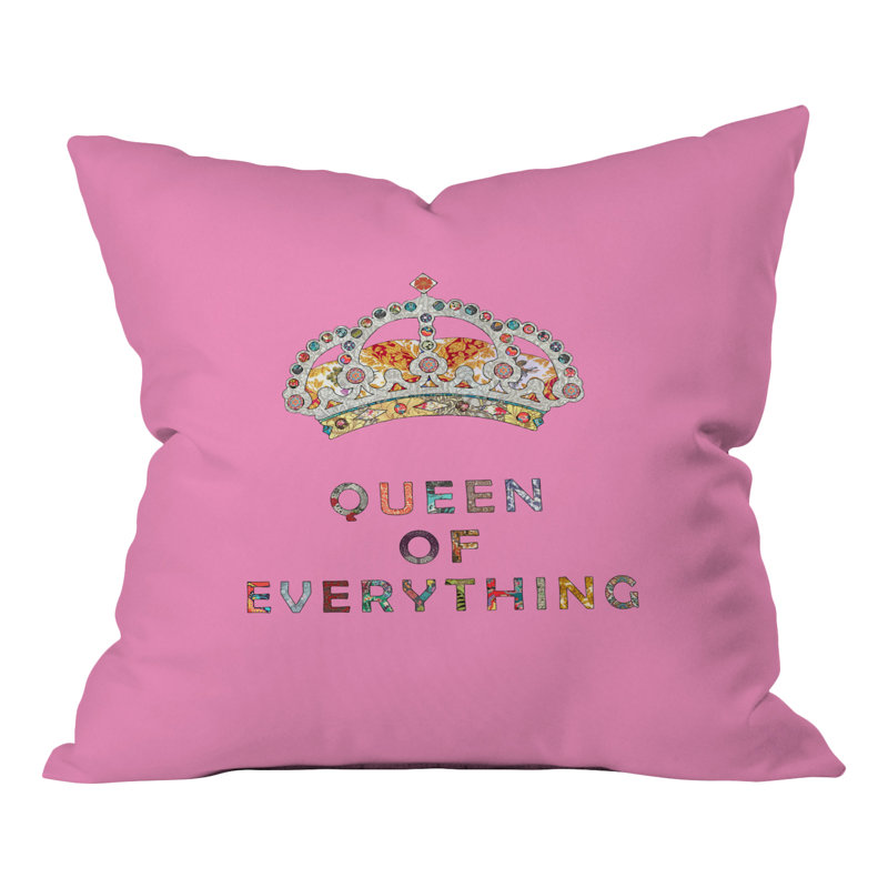 Green Queen of Everything Outdoor Square Pillow Cover & Insert, Pink, 20" x 20"