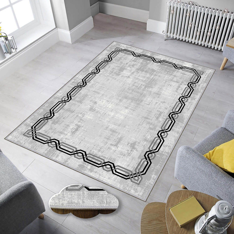 Stylish Woven Carpet, 5.2 x 7.5 Feet | 100% Polyester, 0.3 in Pile Height, Antibacterial, Non-Slip PVC Dot Underside | Machine Washable, 3D Digital Print | Perfect for Living Room, Bedroom & Home Décor