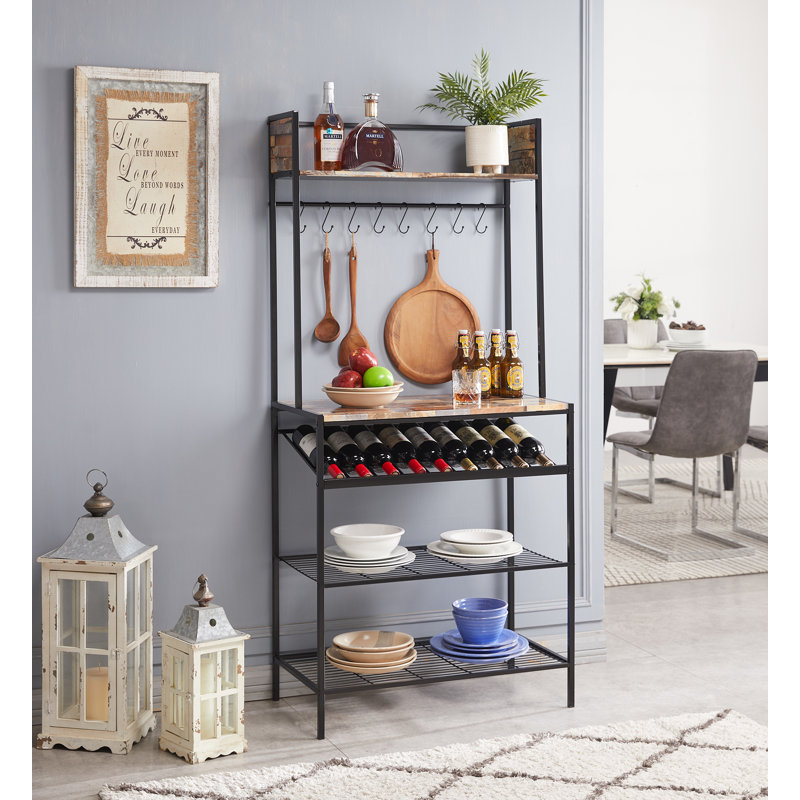 Étagère de cuisine de 15 po avec tablettes et crochets de rangement Baker, Black/Red