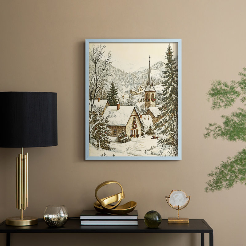 Christmas Holiday Art DXXII Framed Print - Solid Wood, Blue, 15" H x 12" W