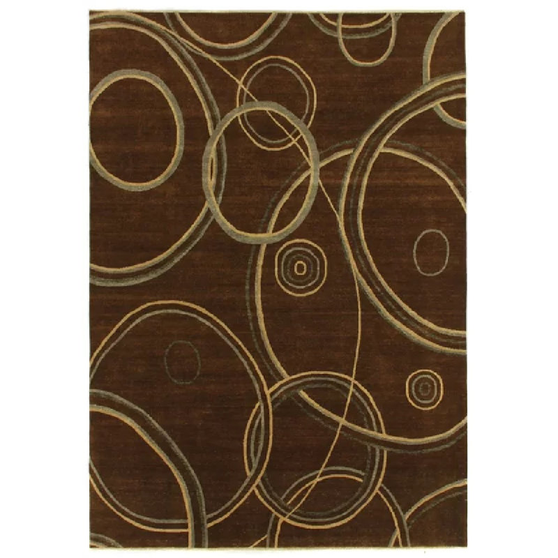 Metropolitan Wool Geometric Area Rug in Brown/Beige, Rectangle 9' x 10'