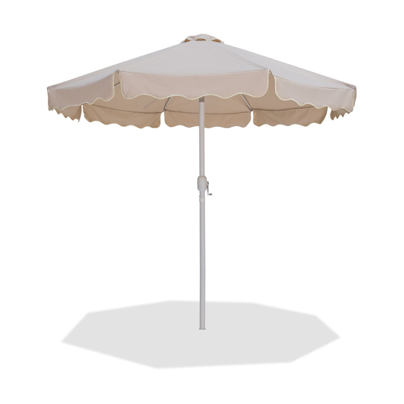 Parasols de patio en tissu avec passepoil Amalfi, Blanc, Beige